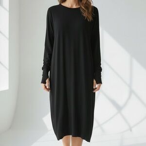 Locker Room Long Sleeve Midi Dress in Black Size Medium
